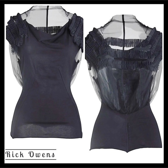Rick Owens Sold Out Tull Blouse Sheer with Ruffles - IT 40 / Small / 4 - Picture 3 of 15